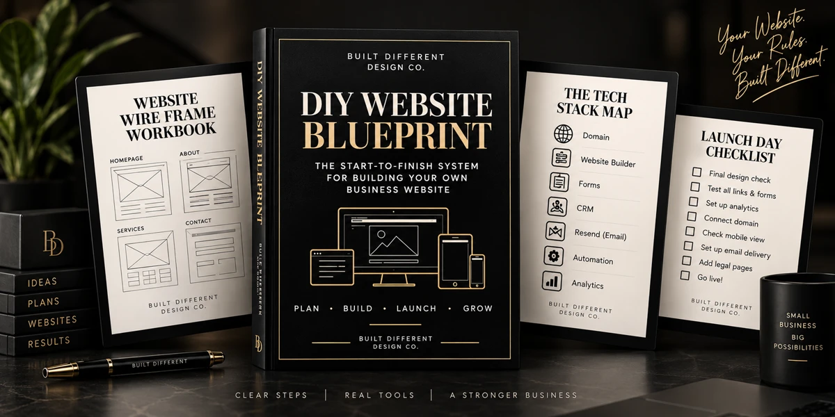The DIY Website Blueprint - product mockup showing the cover and interior pages