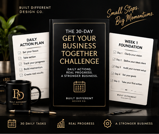 The 30-Day Get Your Business Together Challenge - product mockup showing the cover and interior pages