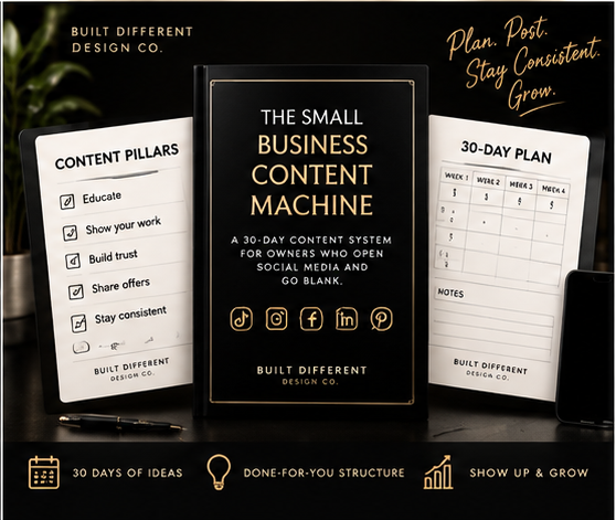 The Small Business Content Machine - product mockup showing the cover and interior pages
