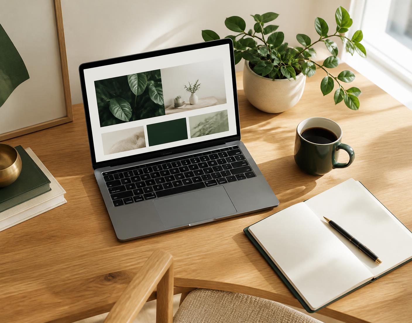 Laptop and workspace representing a focused website consultation