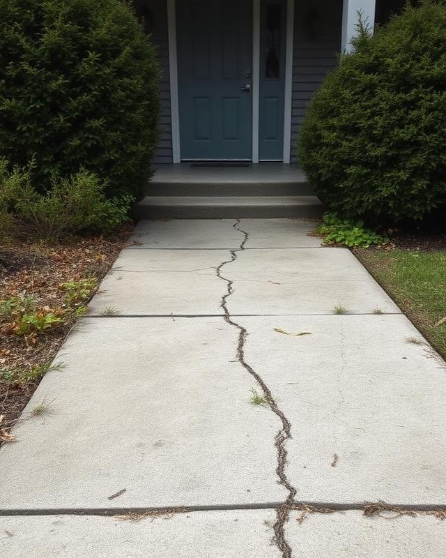 Front entry before: Cracked concrete walkway