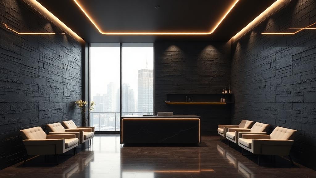 Modern office interior with meeting rooms behind glass partitions